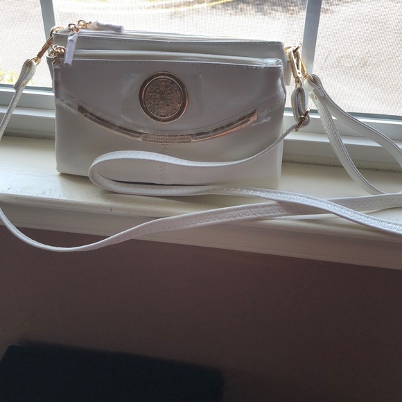 Handbags - Multi zipper white and gold purse